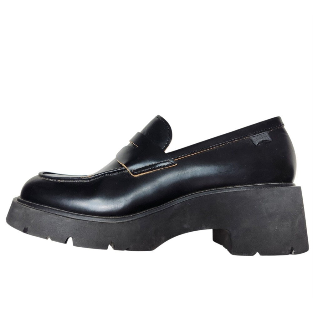 Camper Woman's Size 10 Milah Leather Penny Loafers Black EU 41 Dark Academia